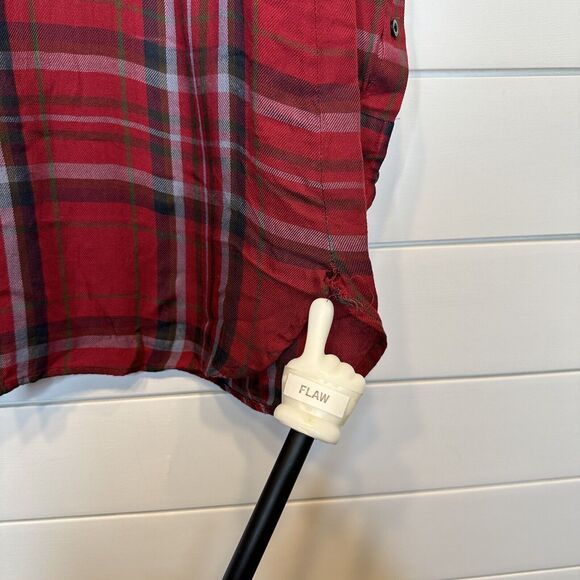 Women's Ralph Lauren Medium Tunic Button Up Top Red Plaid Viscose Flannel Shirt - Picture 11 of 11